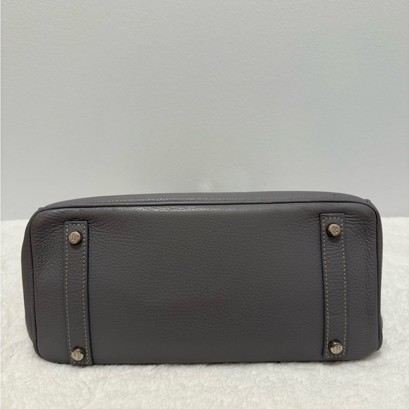 Teddy Blake Caty Gray Pebbled Leather Satchel Handbag EUC - Picture 5 of 11